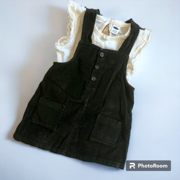 Olive Green Dress and Cream Onesie - Picture 1 of 6